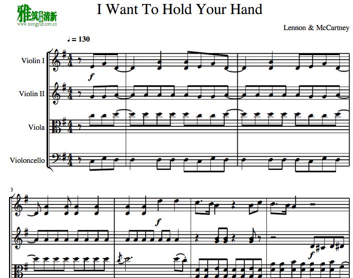 I Want To Hold Your Hand 弦乐四重奏谱