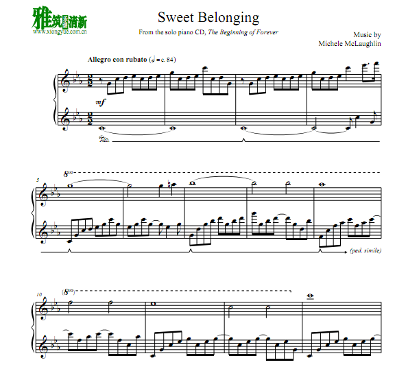 Sweet Belonging - Michele McLaughlin钢琴谱