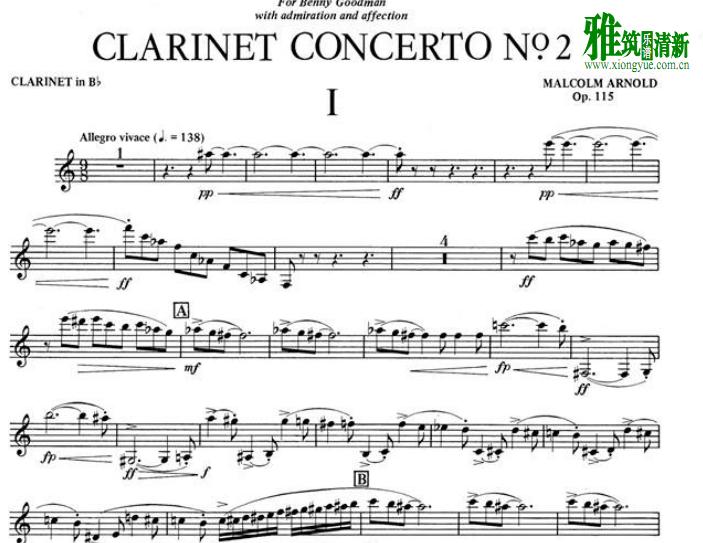 ARNOLD MALCOLM CLARINET CONCERTO No2 单簧管谱