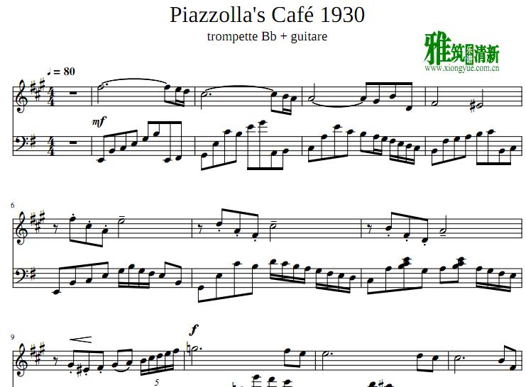 探戈的历史 cafe 1930 长号吉他谱