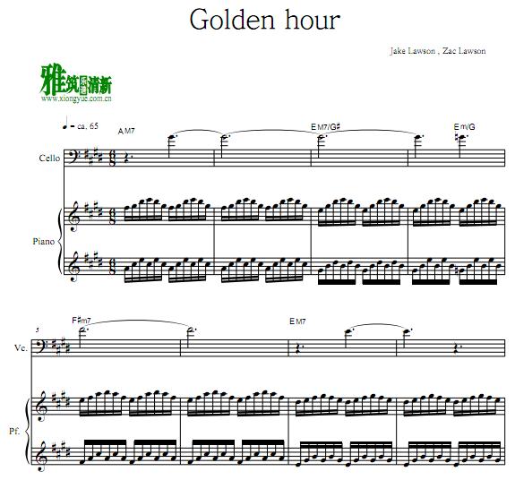 Golden hour 大提琴钢琴伴奏谱