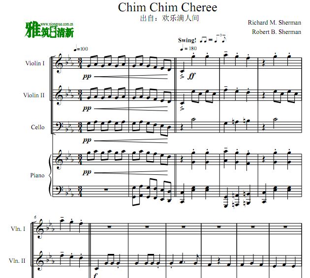 Chim Chim Cher-ee 二小提大提钢琴合奏谱
