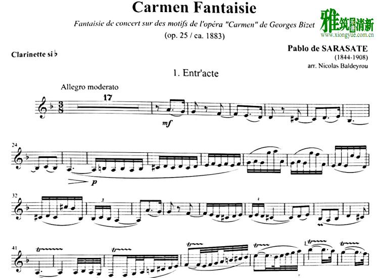 Nicolas Baldeyrou - Carmen Fantaisie 卡门幻想曲 单簧管谱