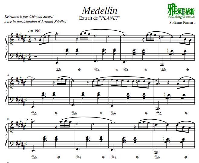 Sofiane Pamart - Medellin钢琴谱