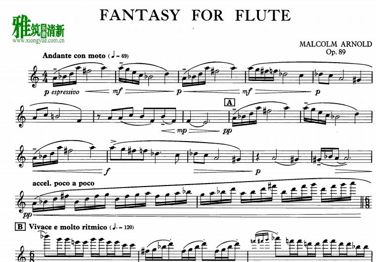 Malcolm Arnold ŵ- Fantasy for Flute Op. 89 