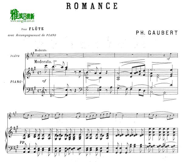 高伯特 - 浪漫曲Romance 长笛钢琴伴奏谱