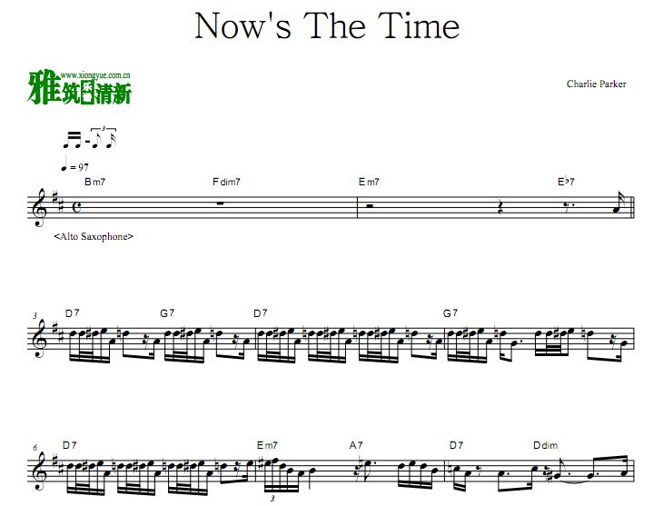 Charlie Parker - Now's The Time 查理·帕克萨克斯谱