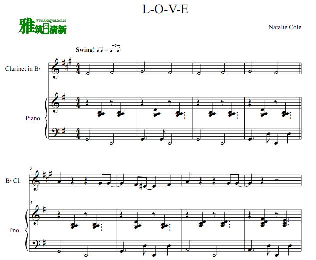 Natalie Maria Cole - L-O-V-E单簧管钢琴谱