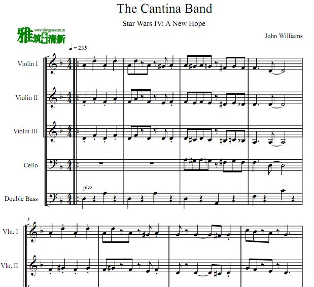 星球大战4 The Cantina Band 弦乐五重奏谱
