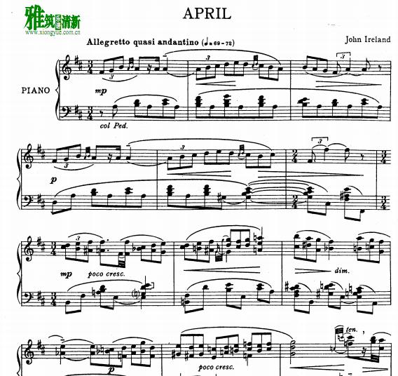 John Ireland - April钢琴谱