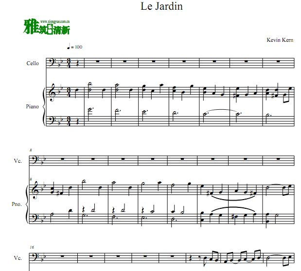 kevin kern - Le Jardin 大提琴钢琴伴奏谱