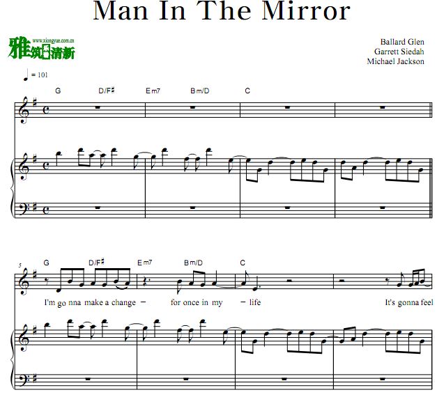 Michael Jackson - Man In The Mirror 弹唱钢琴谱 歌谱