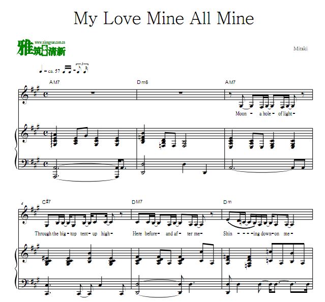Mitski - My Love Mine All Mine 钢琴弹唱歌谱