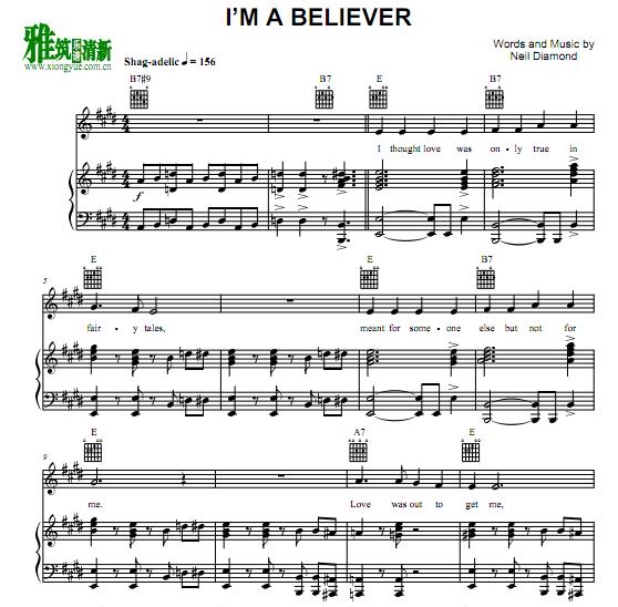 THE MONKEES - I'm a Believer钢琴谱