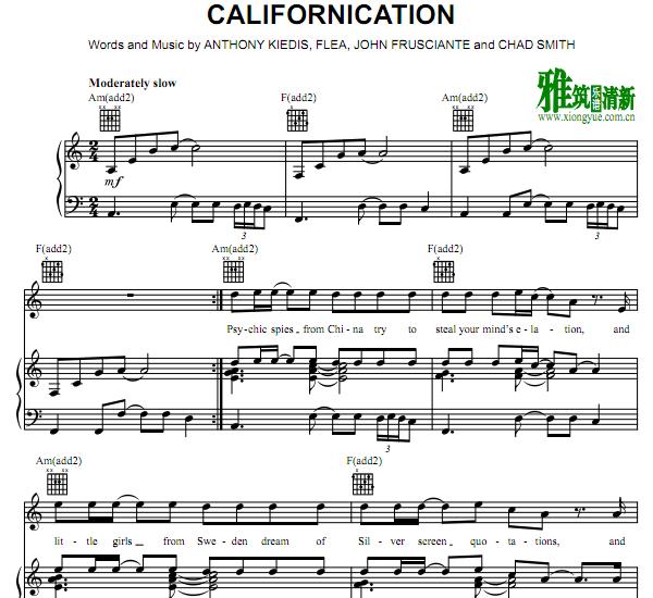 Californication 正谱 钢琴谱