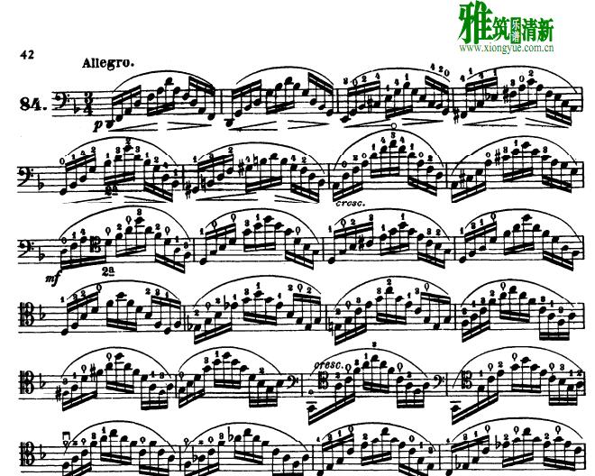 多曹尔 113首练习曲之84大提琴谱