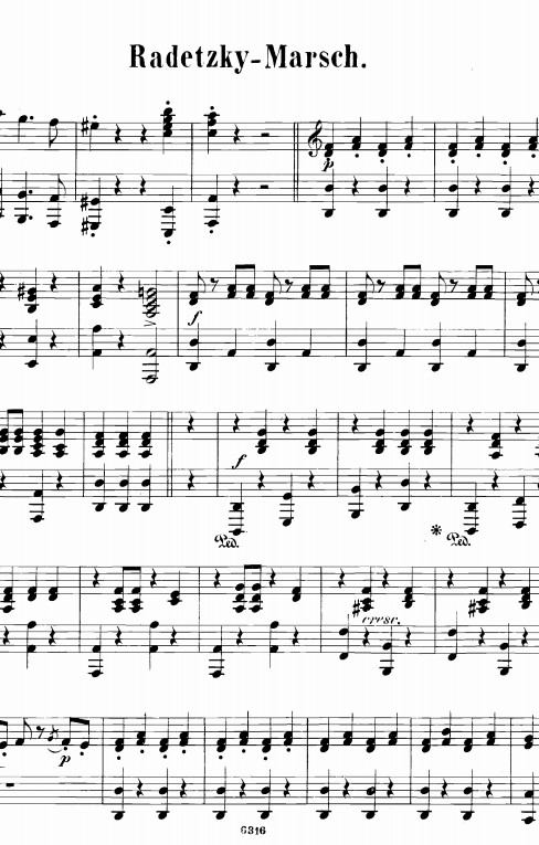 拉德斯基进行曲四手联弹钢琴谱