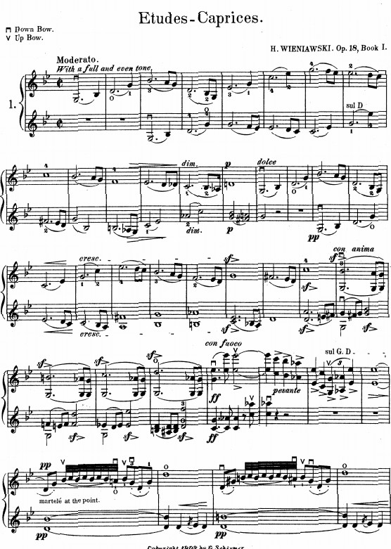 维尼亚夫斯基8首小提琴随想曲op18(为二部小提琴而作)小提琴谱