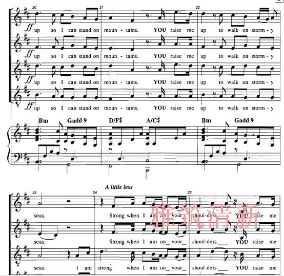 You Raise Me Up 混声合唱+钢琴谱 SATB