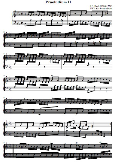 巴赫平均律钢琴曲集第二册前奏曲与赋格No.2钢琴谱 BWV871