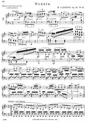 克莱门蒂G大调小奏鸣曲钢琴谱 带指法 op.36 no.2