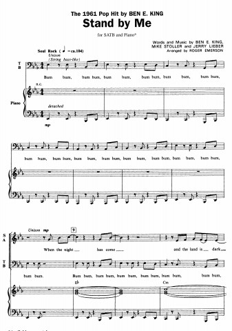 stand by me 合唱SATB 钢琴伴奏谱
