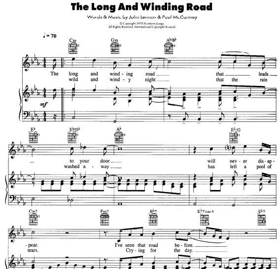 THE LONG AND WINDING ROAD钢琴谱