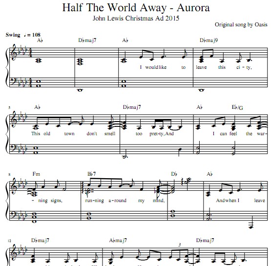 Aurora – Half The World Away钢琴谱