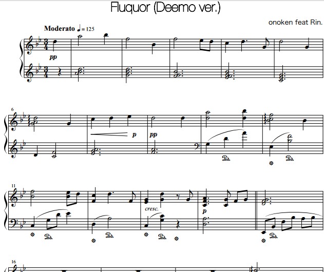 deemo fluquor钢琴谱 