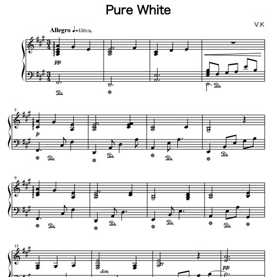 Deemo - Pure White钢琴谱