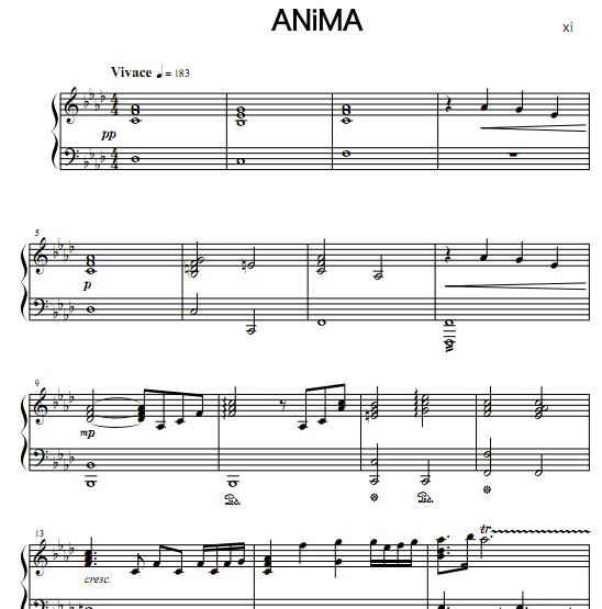 Deemo ANiMA钢琴谱