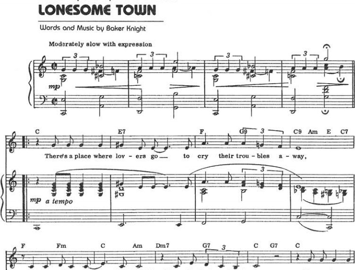 lonesome town钢琴谱