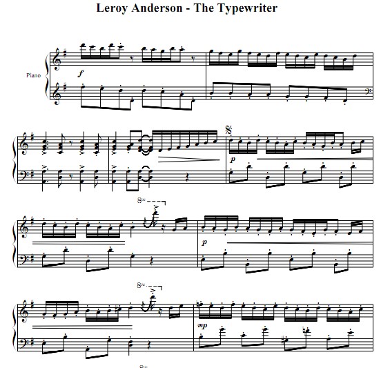 Leroy Anderson – The Typewriter钢琴谱