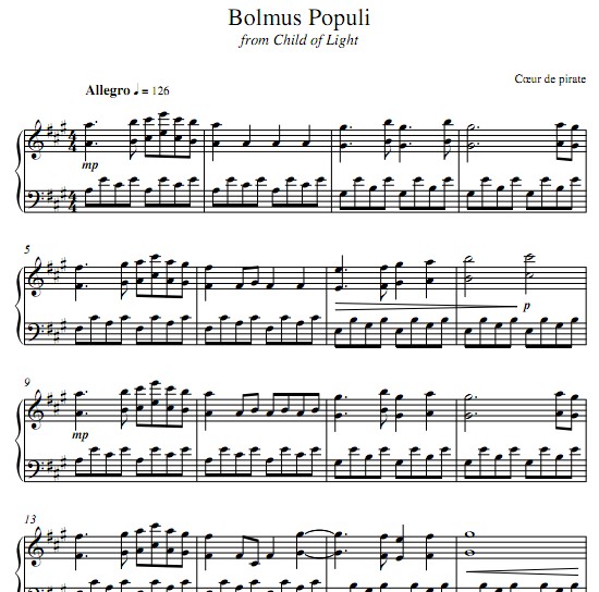 光之子Child of Light - Bolmus Populi钢琴谱