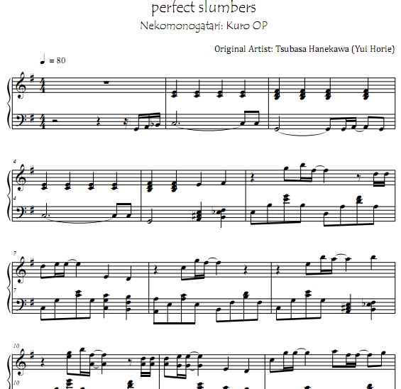 猫物语:黑perfect slumbers钢琴谱