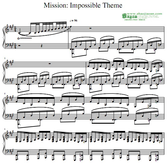 碟中谍Mission Impossible Theme钢琴谱