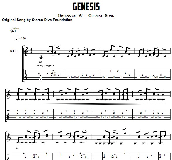 Dimension W OP: Genesis吉他谱