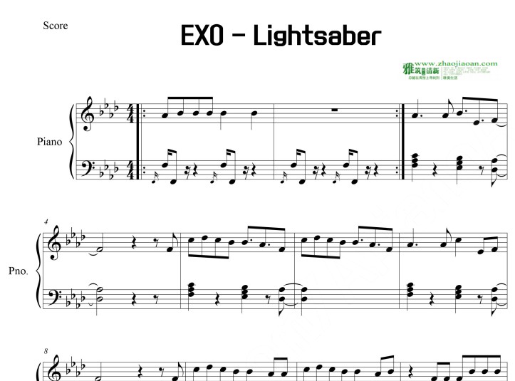 EXO LightSaber钢琴谱