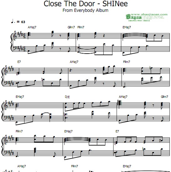 SHINee - Close The Door钢琴谱