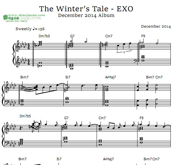 exo–christmasday钢琴谱