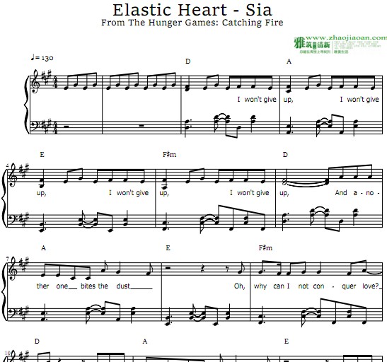 Sia–Elastic Heart钢琴谱