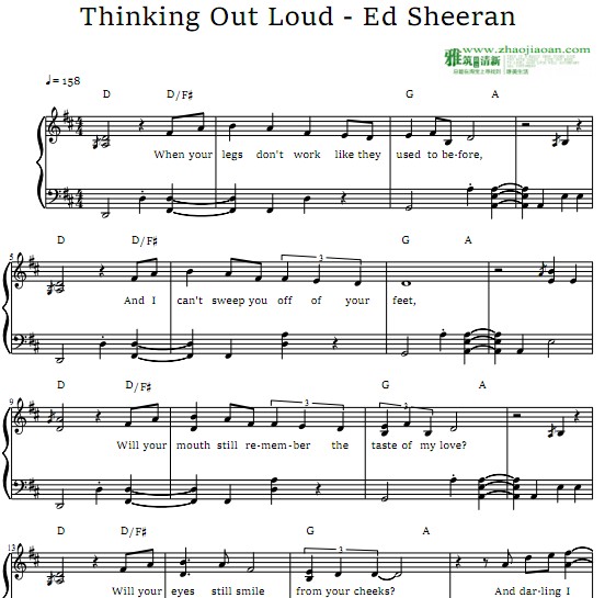 Ed Sheeran - Thinking Out Loud钢琴谱