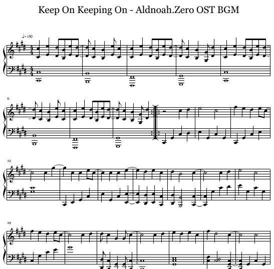 Aldnoah Zero钢琴谱 Keep on keeping on
