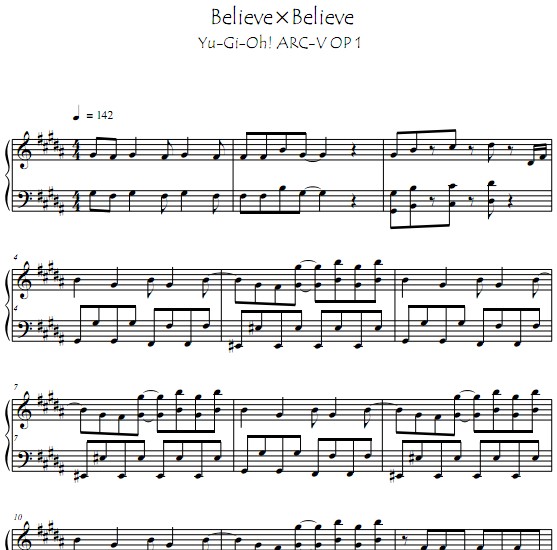 游戏王ARC-V钢琴谱 Believe x Believe