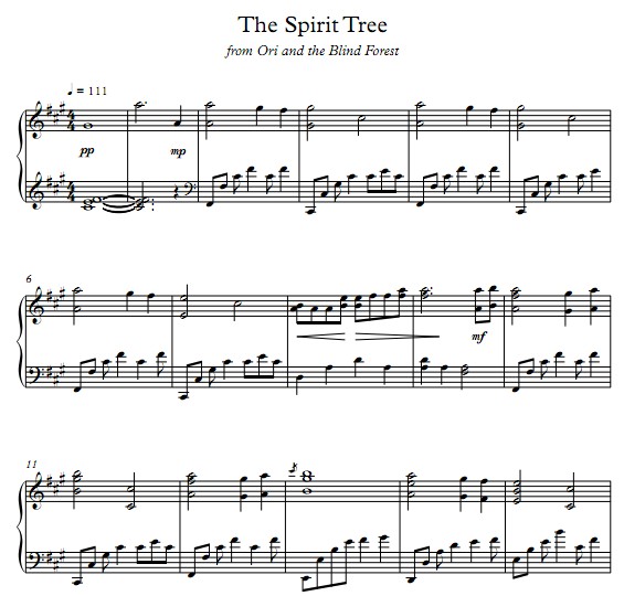 奥日与迷失森林The Spirit Tree钢琴谱