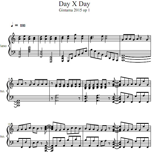 银魂2015Day X Day钢琴谱 