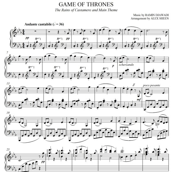 权力的游戏Game of Thrones钢琴谱