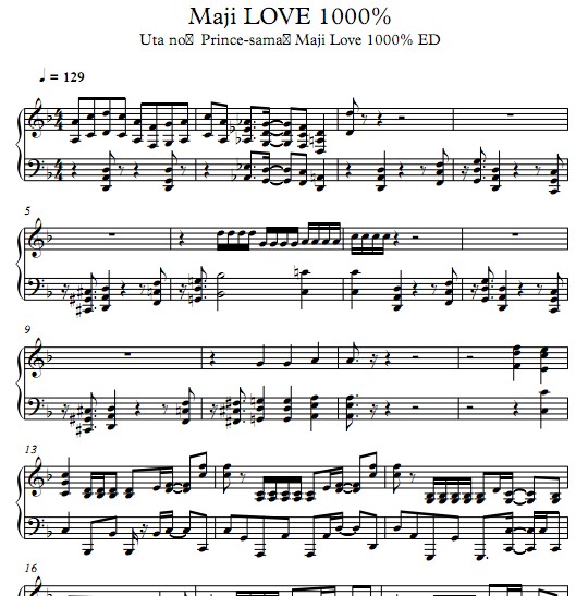 歌之王子殿下Maji LOVE 1000%钢琴谱
