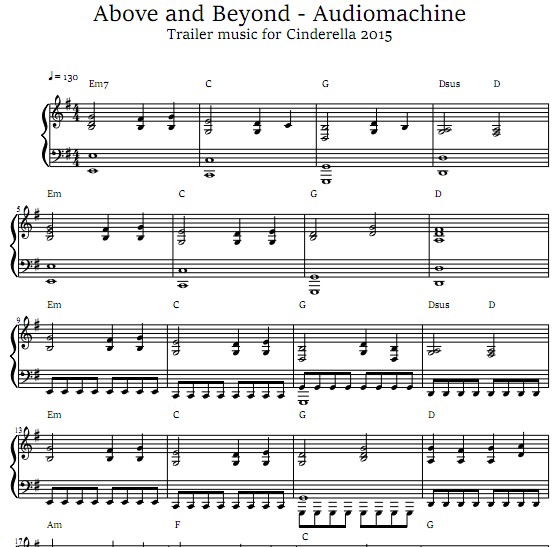 灰姑娘 - above and beyond钢琴谱