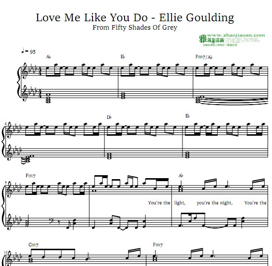 Ellie Goulding – Love Me Like You Do钢琴谱